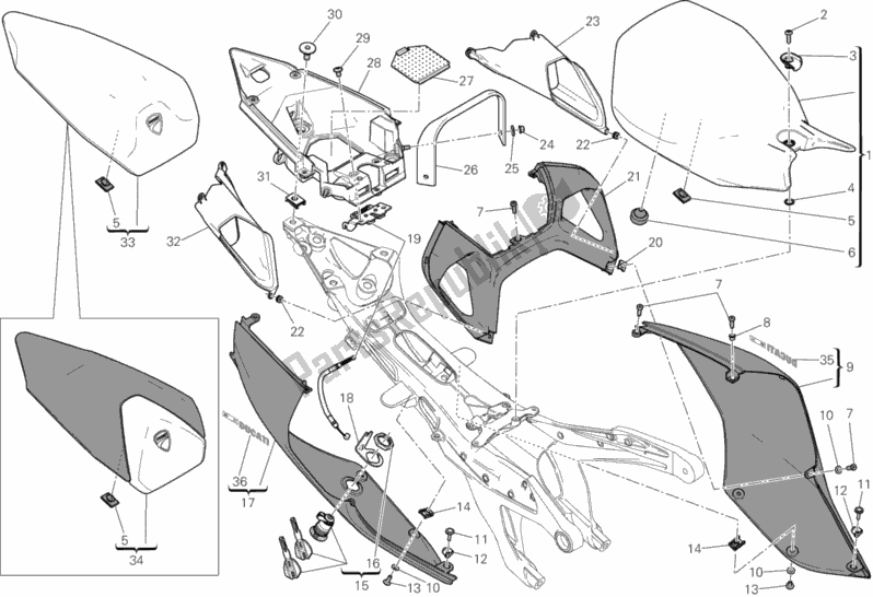 All parts for the Seat of the Ducati Superbike 1199 Panigale ABS Brasil 2015